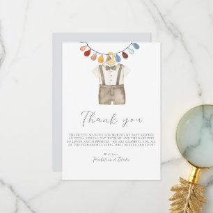 Tarjeta de agradecimiento para baby shower de niño