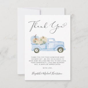 Tarjeta de agradecimiento para baby shower de niño
