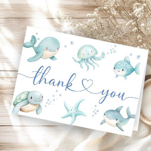 Tarjeta de agradecimiento para baby shower de niño