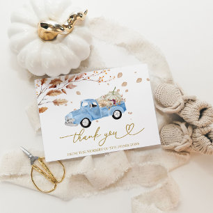 Tarjeta de agradecimiento para baby shower de niño