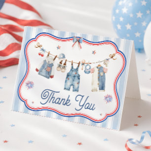 Tarjeta de agradecimiento para baby shower de niño