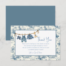 Tarjeta de agradecimiento para baby shower de niño