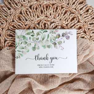 Tarjeta de agradecimiento para baby shower de novi