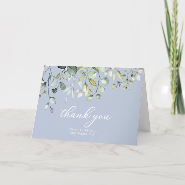 Tarjeta de agradecimiento para baby shower de novi (Anverso)