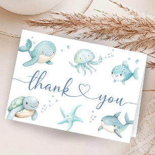 Tarjeta de agradecimiento para baby shower de océa