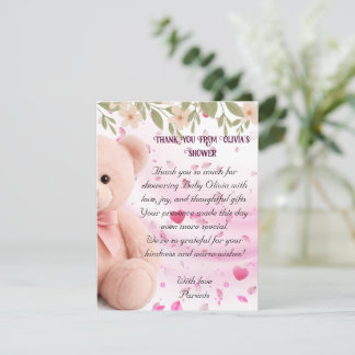 Tarjeta de agradecimiento para baby shower de osit