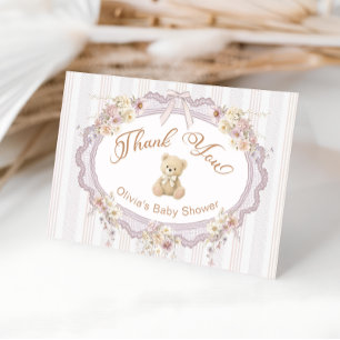 Tarjeta de agradecimiento para baby shower de osit