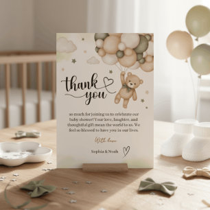 Tarjeta de agradecimiento para baby shower de osit