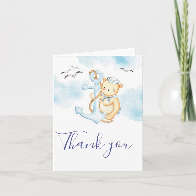 Tarjeta de agradecimiento para baby shower de osit (Anverso)