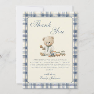 Tarjeta de agradecimiento para baby shower de oso
