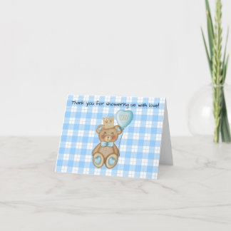 Tarjeta de agradecimiento para baby shower de oso