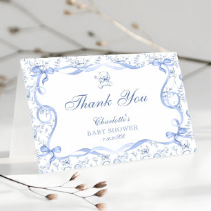 Tarjeta de agradecimiento para baby shower de oso 