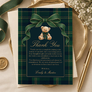 Tarjeta de agradecimiento para baby shower de oso