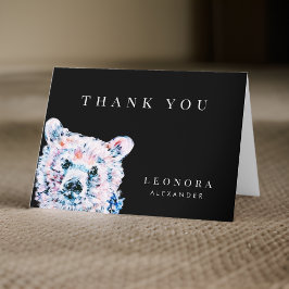 Tarjeta de agradecimiento para baby shower de oso