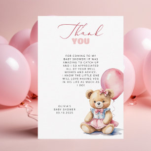 Tarjeta de agradecimiento para baby shower de Oso 