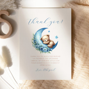 Tarjeta de agradecimiento para baby shower de oso 