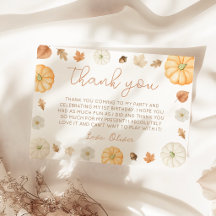 Tarjeta de agradecimiento para baby shower de otoñ