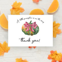 Tarjeta de agradecimiento para baby shower de otoñ