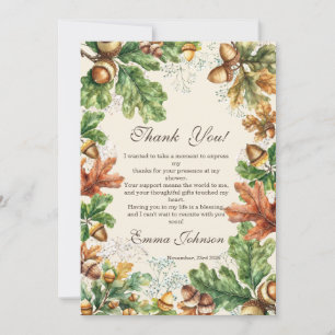 Tarjeta de agradecimiento para baby shower de otoñ