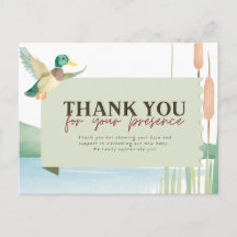 Tarjeta de agradecimiento para baby shower de pato