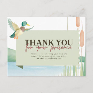 Tarjeta de agradecimiento para baby shower de pato