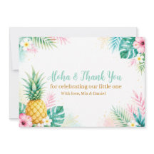 Tarjeta de agradecimiento para baby shower de piña