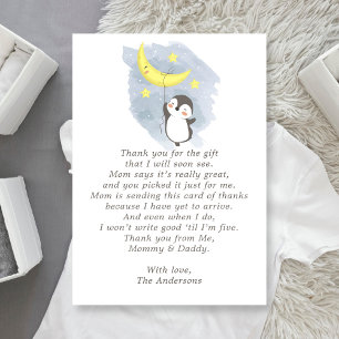 Tarjeta de agradecimiento para baby shower de Ping