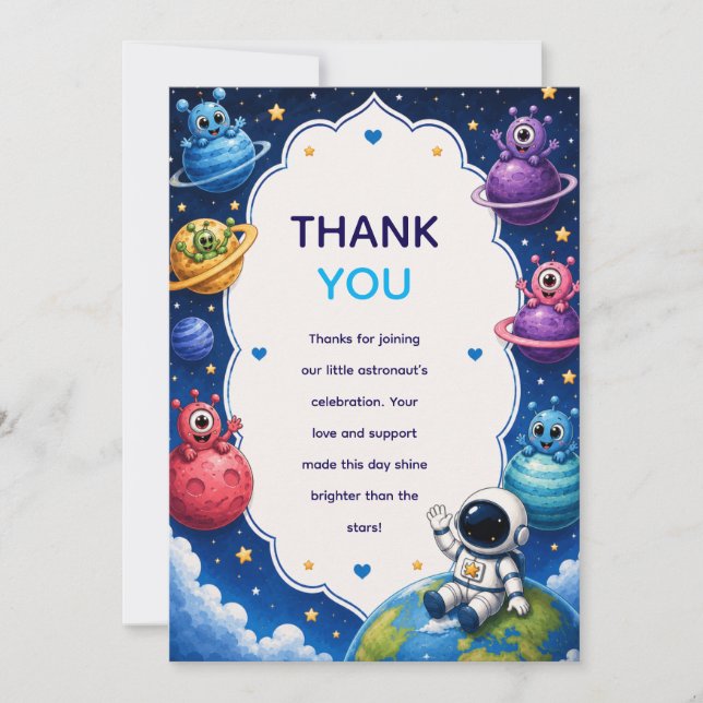 Tarjeta de agradecimiento para baby shower de plan (Anverso)