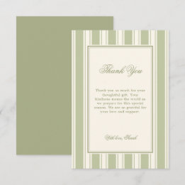 Tarjeta de agradecimiento para baby shower de raya