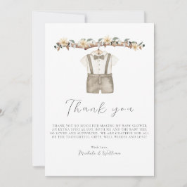 Tarjeta de agradecimiento para baby shower de ropa