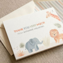 Tarjeta de agradecimiento para baby shower de safa