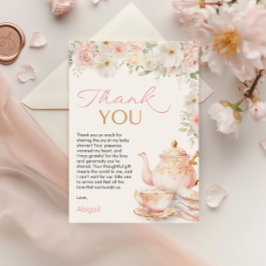 Tarjeta de agradecimiento para baby shower de té