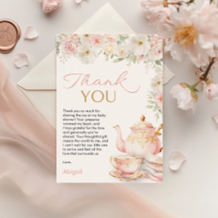 Tarjeta de agradecimiento para baby shower de té