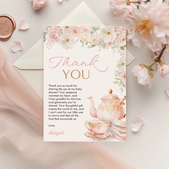 Tarjeta de agradecimiento para baby shower de té (Tea Party Baby Shower Thank You Card
)