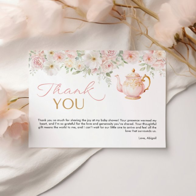 Tarjeta de agradecimiento para baby shower de té (Tea Party Baby Shower Thank You Card)