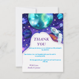 Tarjeta de agradecimiento para baby shower de temá