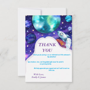 Tarjeta de agradecimiento para baby shower de temá