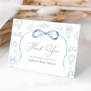 Tarjeta de agradecimiento para baby shower de toil