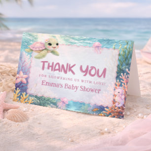 Tarjeta de agradecimiento para baby shower de tort