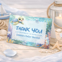 Tarjeta de agradecimiento para baby shower de tort