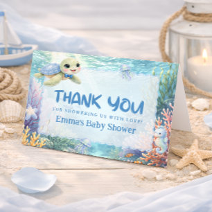 Tarjeta de agradecimiento para baby shower de tort