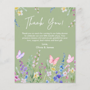 Tarjeta de agradecimiento para baby shower de una 