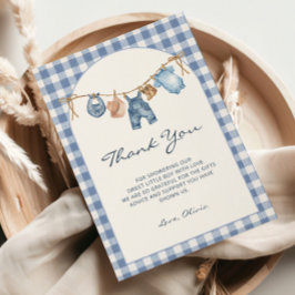 Tarjeta de agradecimiento para baby shower de vaqu