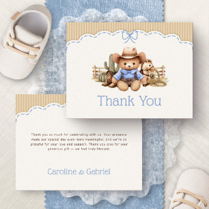Tarjeta de agradecimiento para baby shower de vaqu