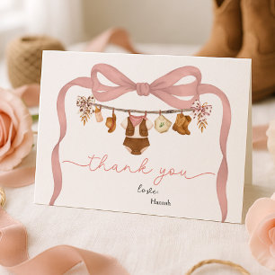 Tarjeta de agradecimiento para baby shower de vaqu