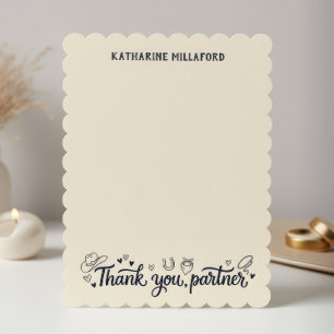 Tarjeta de agradecimiento para baby shower de vaqu