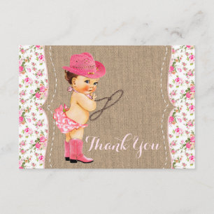 Tarjeta de agradecimiento para baby shower de vaqu