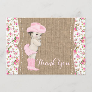 Tarjeta de agradecimiento para baby shower de vaqu