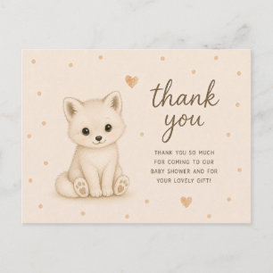 Tarjeta de agradecimiento para Baby Shower de zorr