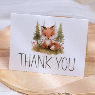 Tarjeta de agradecimiento para baby shower de zorr